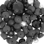 Assortimento di perle di Boemia - Nero - Argento x50g