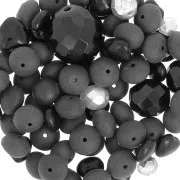 Assortimento di perle di Boemia - Nero - Argento x50g