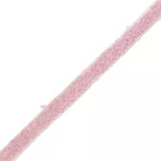 Laccetto imitazione pelle scamosciata mm. 3x1.5 mm Light Rose con paillettes x 2.8 m