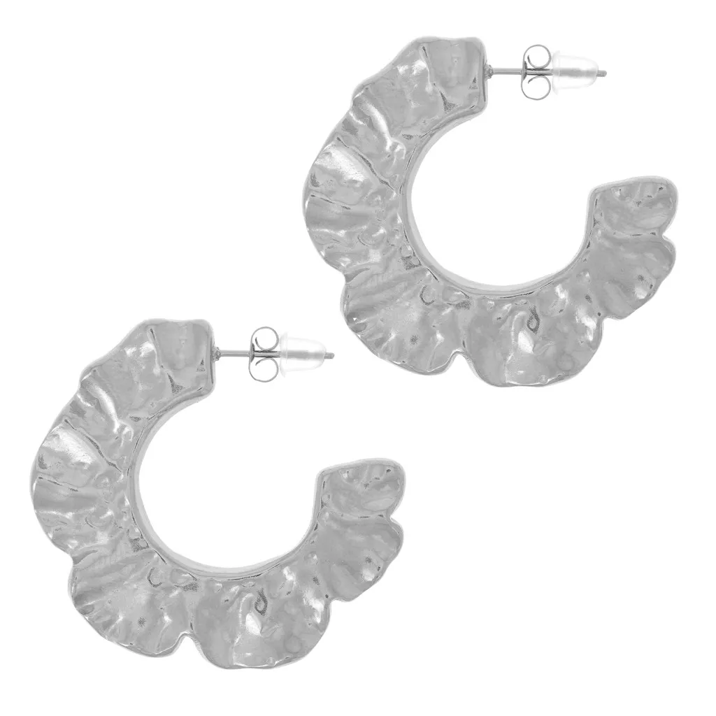 Set Di 2 Paia Di Orecchini A Cerchio In Acciaio Inox Con Stelle – Diametro 13mm, Colore Argento - 2