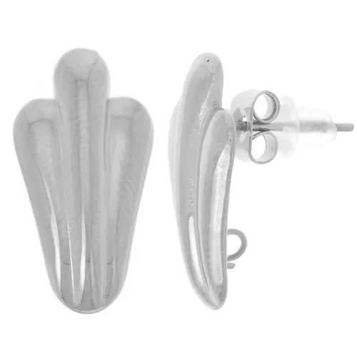 Orecchini foglia 19x10 mm con anello aperto - acciaio inox 304L x2