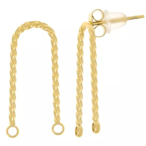 Orecchini a ponte 21x9 mm a forma di U - Acciaio inossidabile dorato 304L x2