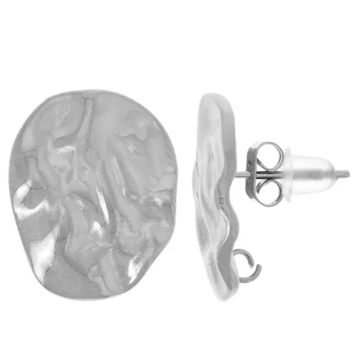 Orecchini ovali martellati 17x14 mm - Acciaio inossidabile 304L x2