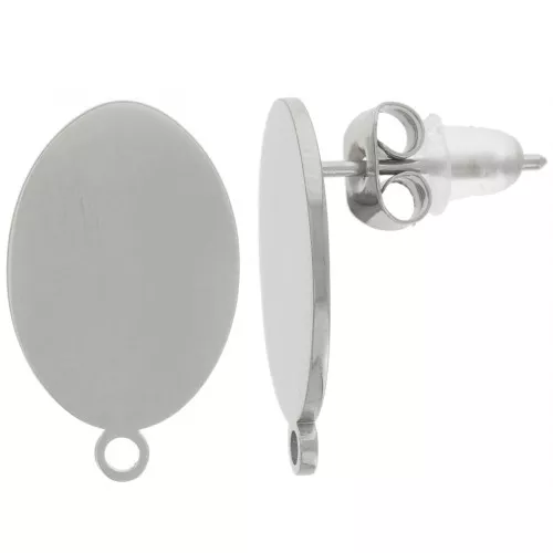 Orecchini ovali lisci 14x10 mm - Acciaio inossidabile 316L x2