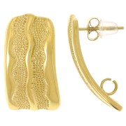 Orecchini a perno rettangolari strutturati 24x12 mm - Acciaio inox dorato 304L x2