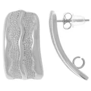 Orecchini a perno rettangolari strutturati 24x12 mm - Acciaio inossidabile 304L x2