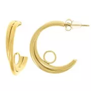 Orecchini a cerchio aperto a 2 fili - 23 mm con anello aperto - Acciaio inox 304L dorato x2