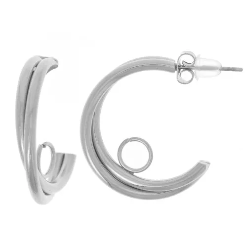 Orecchini aperti a 2 fili - 23 mm con anello aperto - Acciaio inox 304L x2