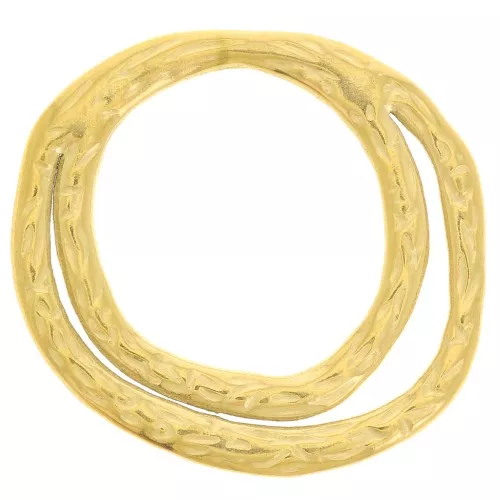 Pendente doppio cerchio martellato 26x28mm-Acciaio inox dorato 304L x2