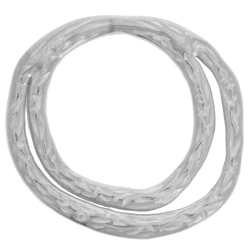 Pendente doppio cerchio martellato 26x28 mm - Acciaio inossidabile 304L x2