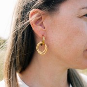 Pendente doppio cerchio martellato 26x28 mm - Acciaio inossidabile 304L x2