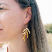 Orecchini a foglia 72x29 mm - Acciaio inossidabile 316L x2