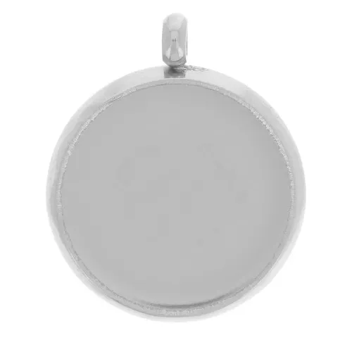 Pendente castone per cabochon piatto da 10 mm - Acciaio inox 303L x1