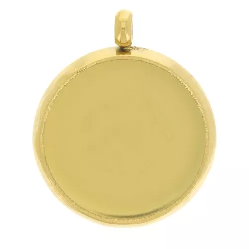 Pendente castone per cabochon piatto da 10 mm -Acciaio inossidabile 303L dorato x1