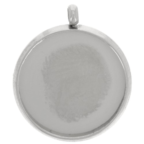 Pendente castone per cabochon piatto da 12 mm - Acciaio inossidabile 303L x1