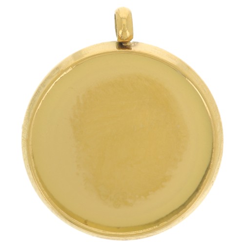 Pendente castone per cabochon piatto da 12 mm -Acciaio inossidabile 303L dorato x1