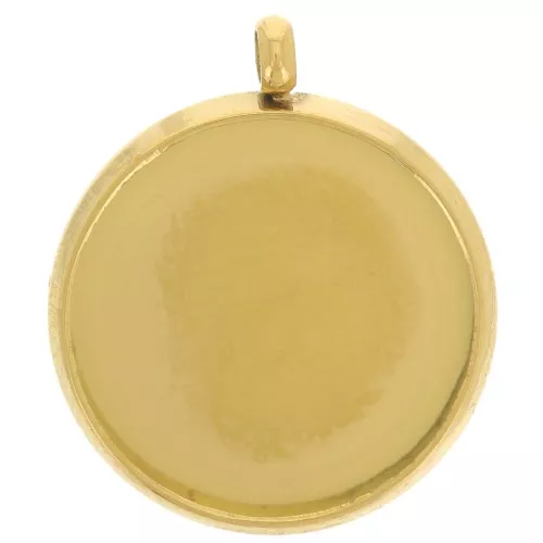 Pendente castone per cabochon piatto da 12 mm -Acciaio inossidabile 303L dorato x1