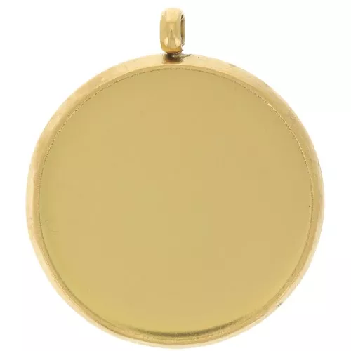 Pendente castone per cabochon piatto da 14 mm -Acciaio inossidabile 303L dorato x1