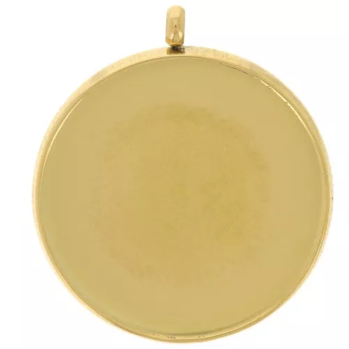 Pendente castone per cabochon piatto da 16 mm -Acciaio inossidabile 303L dorato x1