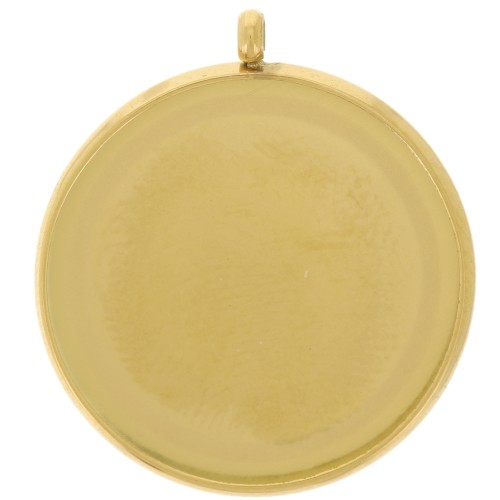 Pendente castone per cabochon piatto da 18 mm -Acciaio inossidabile 303L dorato x1