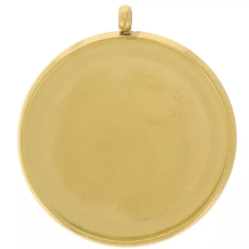 Pendente castone per cabochon piatto da 18 mm -Acciaio inossidabile 303L dorato x1