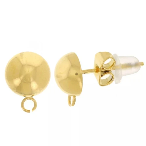 Orecchini mezza sfera 7 mm - Acciaio inossidabile dorato 304L x2