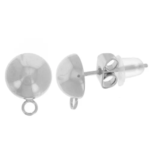 Orecchini mezza sfera 7 mm - Acciaio inossidabile 304L x2