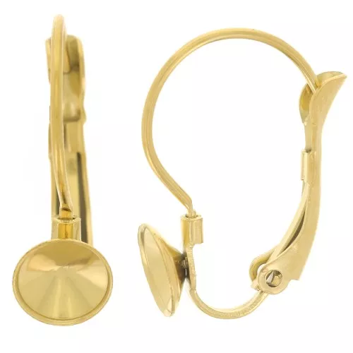 Orecchini Dormeuses - cabochon Rivoli 1122 6 mm acciaio inossidabile placcato oro 303L x2