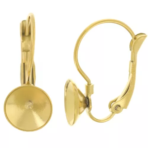 Orecchini Dormeuses - cabochon Rivoli 1122 8 mm acciaio inossidabile placcato oro 303L x2