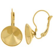 Orecchini Dormeuses - cabochon Rivoli 1122 14 mm acciaio inossidabile placcato oro 303L x2