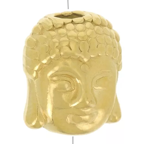 Perla a forma di testa di Buddha 9x11 mm - Acciaio inossidabile 304 Dorato x1