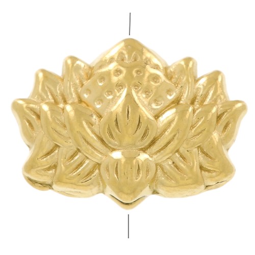 Perla a forma di fiore di loto 8x12 mm - Acciaio inossidabile 304 Dorato x1