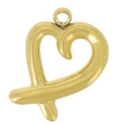 Charm a cuore cavo 12x8,5 mm - Acciaio inossidabile 304L dorato x1|raw }}