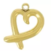 Charm a cuore cavo 12x8,5 mm - Acciaio inossidabile 304L dorato x1
