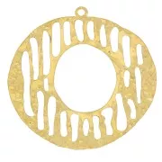 Pendenti irregolari martellati 30 mm grafica acciaio inox 316L dorato x2