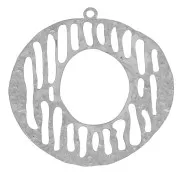 Pendenti con motivo grafico irregolare martellato da 30 mm in acciaio inox 316L x2