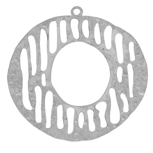 Pendenti con motivo grafico irregolare martellato da 30 mm in acciaio inox 316L x2