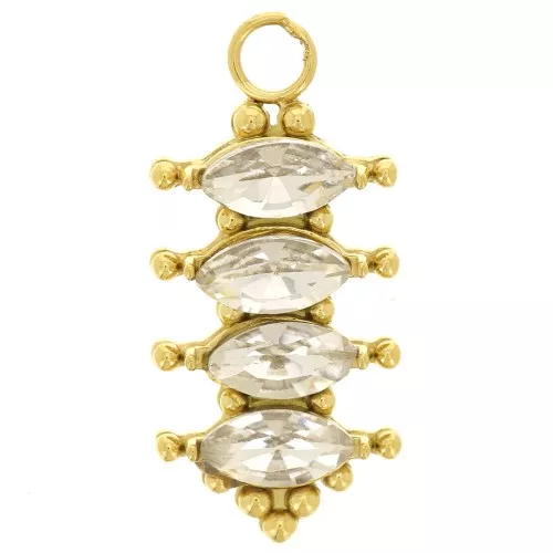 Pendente barra 17x8 mm con ossidi di zirconio-Acciaio ino304L dorato Cristallo x1
