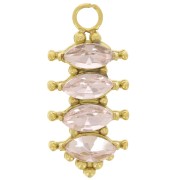 Pendente barra 17x8 mm con ossidi di zirconio - Acciaio inox 304L dorato Rosa x1|raw }}