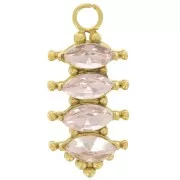 Pendente barra 17x8 mm con ossidi di zirconio - Acciaio inox 304L dorato Rosa x1