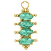 Pendente 17x8mm con ossidi di zirconio Acciaio inossidabile 304L dorato Emerald x1|raw }}