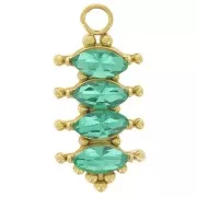 Pendente 17x8mm con ossidi di zirconio Acciaio inossidabile 304L dorato Emerald x1