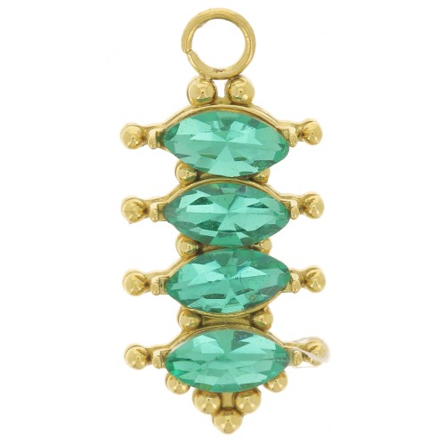 Pendente 17x8mm con ossidi di zirconio Acciaio inossidabile 304L dorato Emerald x1