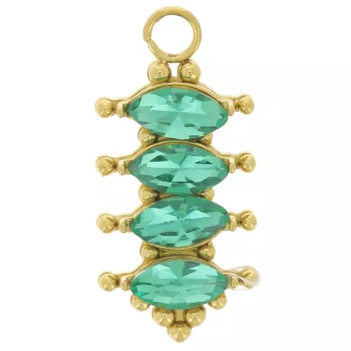 Pendente 17x8mm con ossidi di zirconio Acciaio inossidabile 304L dorato Emerald x1