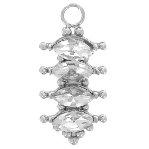 Pendente 17x8 mm con ossidi di zirconio - Acciaio inossidabile 304L - Cristallo x1