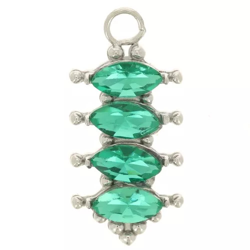 Pendente barra 17x8 mm con ossidi di zirconio - Acciaio inox 304L - Emerald x1