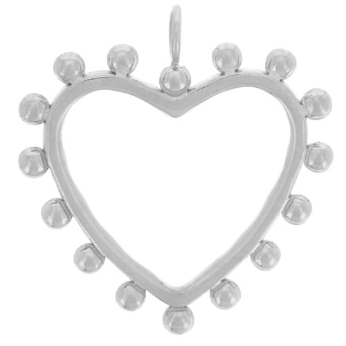 Pendente cuore cavo con pallina 20x18 mm in acciaio inox 304L x1