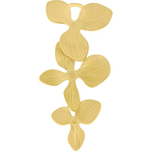 Distanziatori 3 fiori di orchidea 45x22 mm Acciaio inossidabile 30 Dorato x2