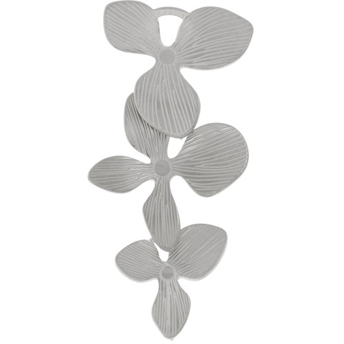 Pendenti intercalari 3 fiori di orchidea 45x22 mm Acciaio inossidabile 316L x2