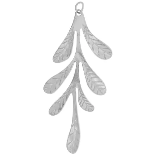 Pendenti a foglia 56x24 mm - acciaio inox 304L x2